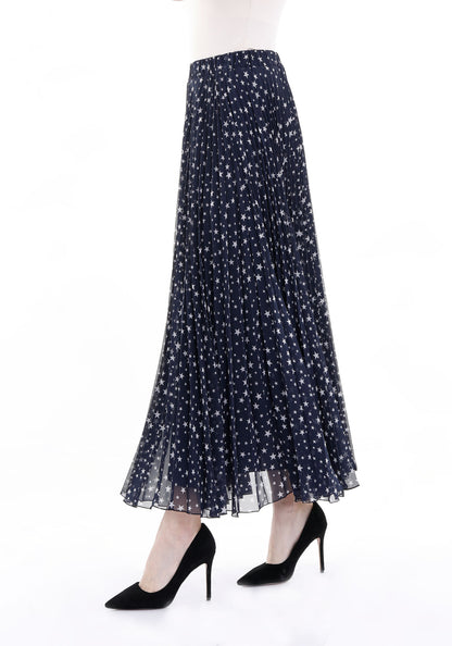 Faltenrock - Plisseerock für Damen, navy, lang - Elegrock