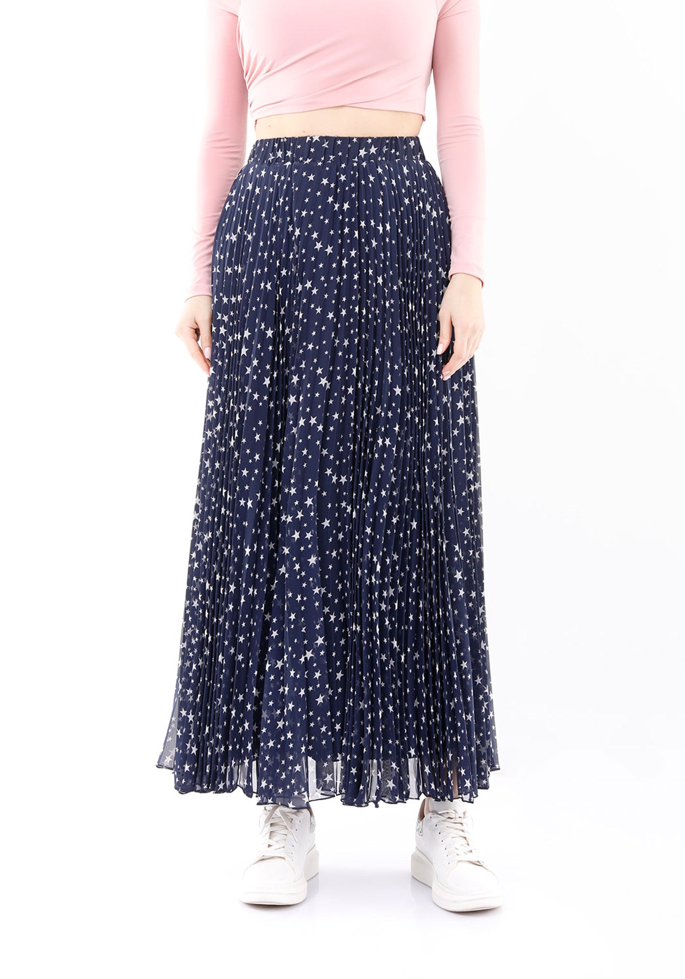 Faltenrock - Plisseerock für Damen, navy, lang - Elegrock