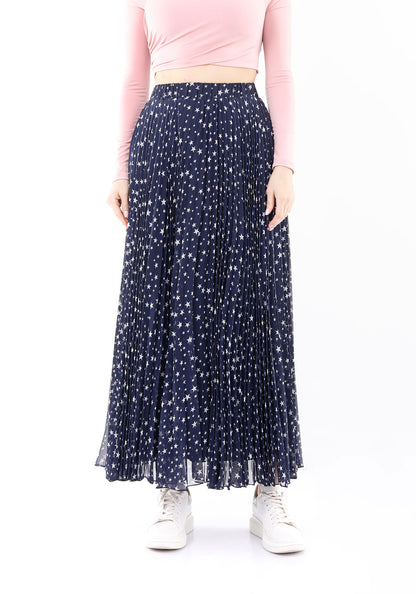 Faltenrock - Plisseerock für Damen, navy, lang - Elegrock