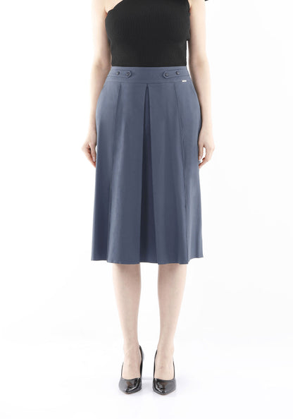 A - Linien - Rock für Damen – Blau, knielang mit Taschen - Elegrock