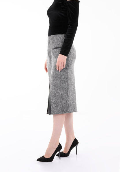 Herbst/Winter Rock für Damen schwarz gewebt, mit schlitz - Elegrock