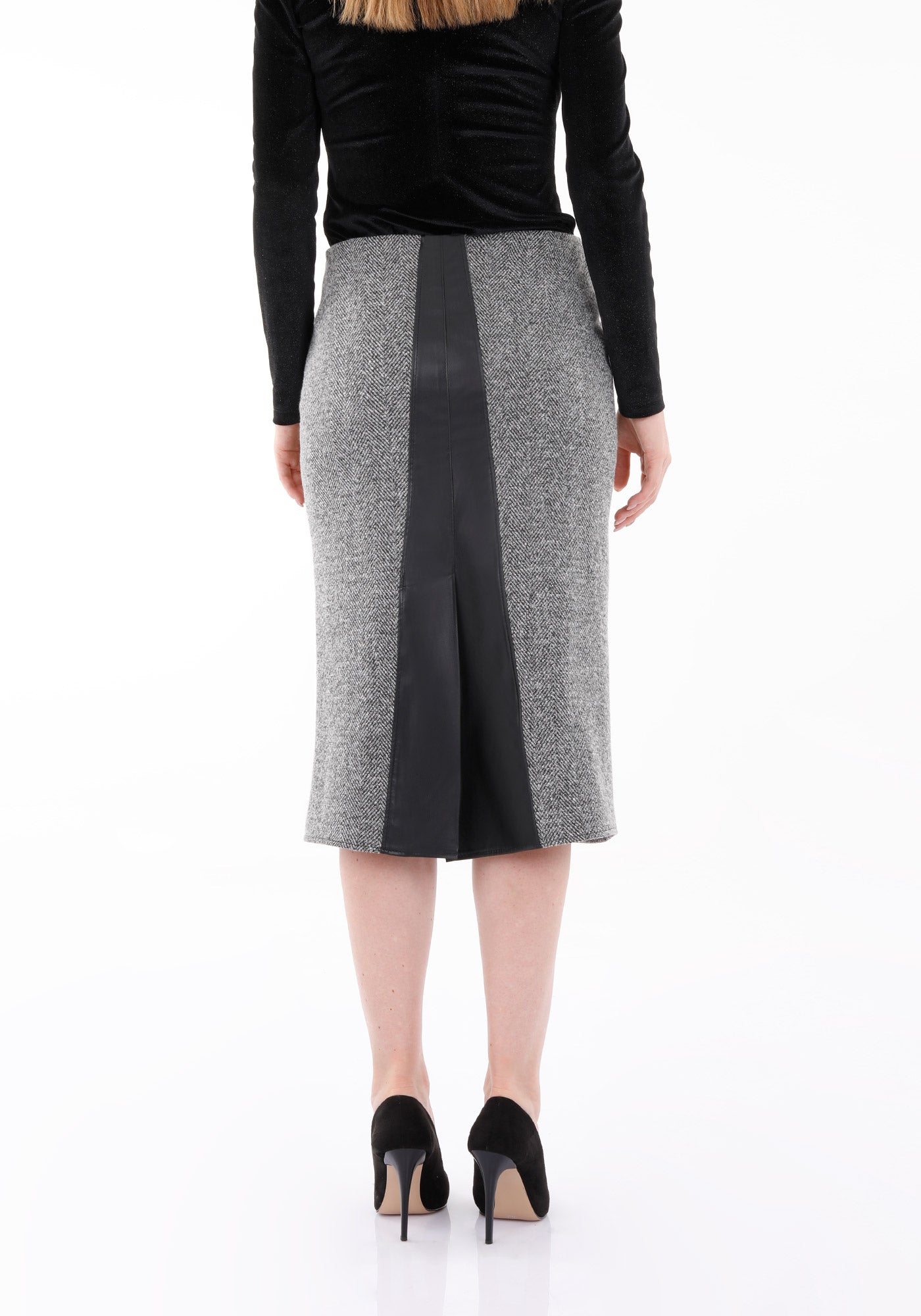 Herbst/Winter Rock für Damen schwarz gewebt, mit schlitz - Elegrock