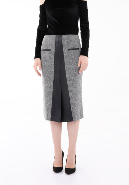 Herbst/Winter Rock für Damen schwarz gewebt, mit schlitz - Elegrock