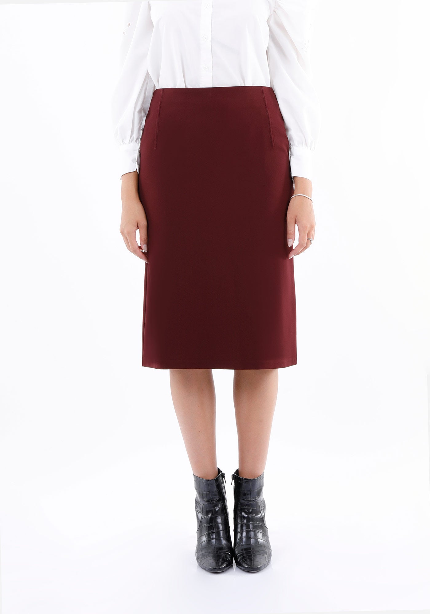 Damen Rock burgundy, knielang - Elegrock