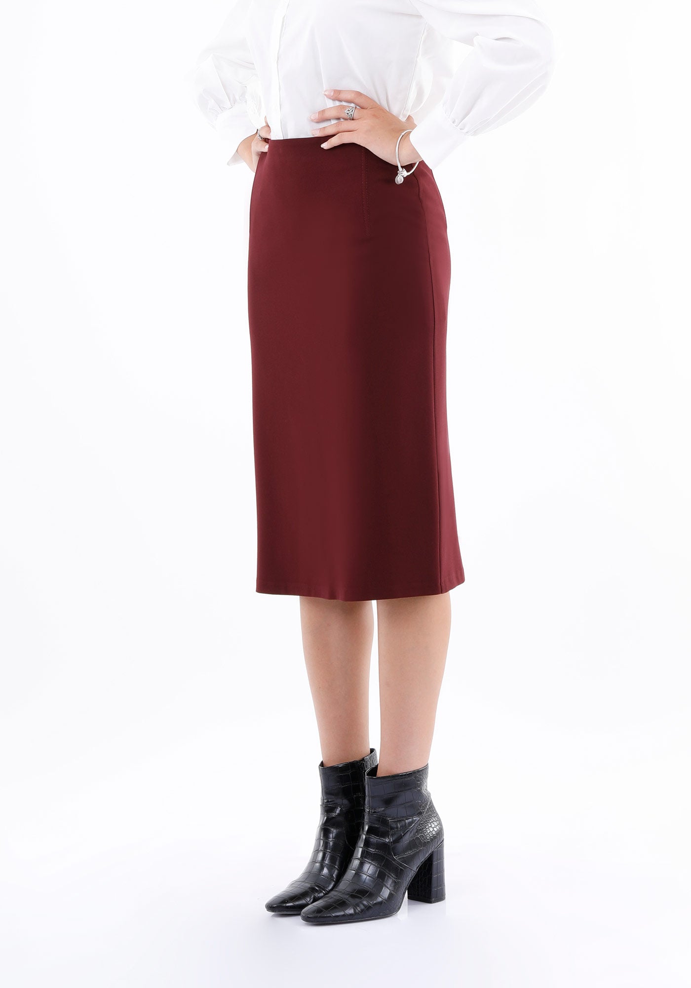Damen Rock burgundy, knielang - Elegrock