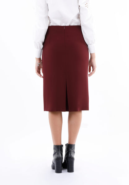 Damen Rock burgundy, knielang - Elegrock