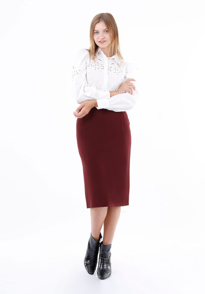 Damen Rock burgundy, knielang - Elegrock