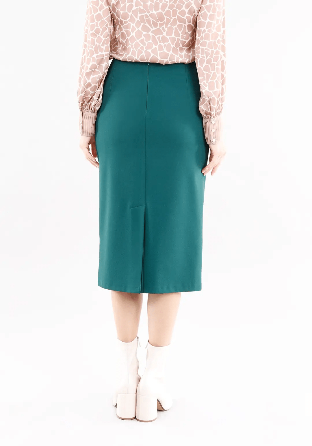 Eleganter High - Waist knielanger Rock mit Taillendetail – Mintgrün - Elegrock